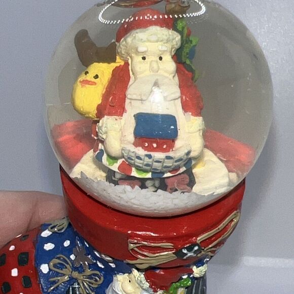 Mini Stocking Snow Globe,Santa Holding‎ Gingerbread House 3.25" - Picture 8 of 9